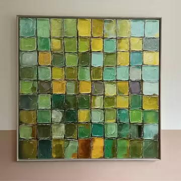 EMERALD MOSAIC: Textured Abstract Green and Gold Oil Painting photo review