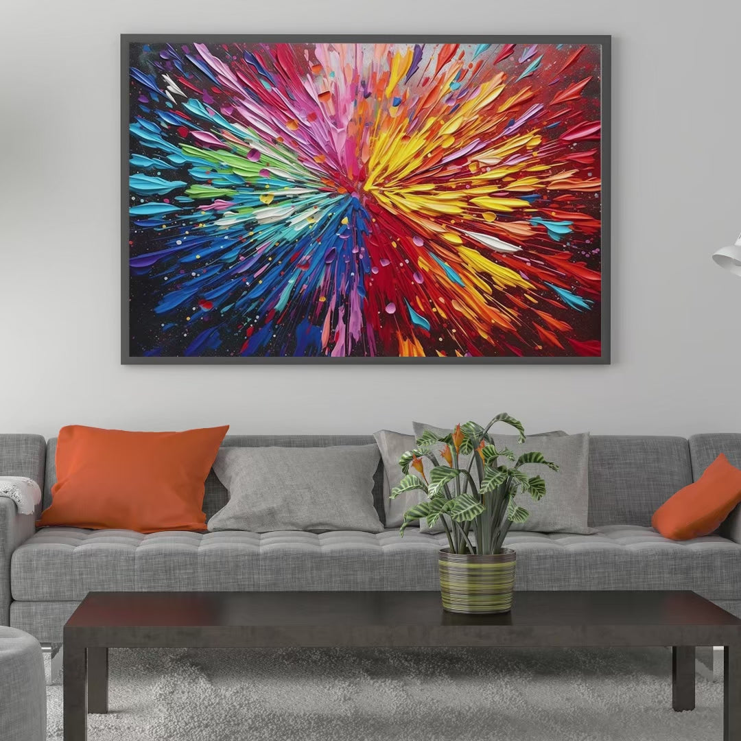 COLOR EXPLOSION: Textured Impasto Abstract Painting in Rainbow Colors - Image 4