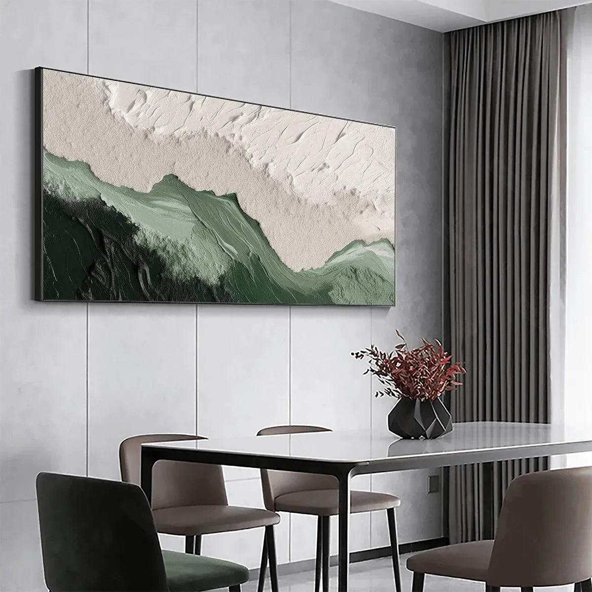 SAGE RIVER: Green and White Abstract Landscape Impasto Painting for Living Room - Image 8