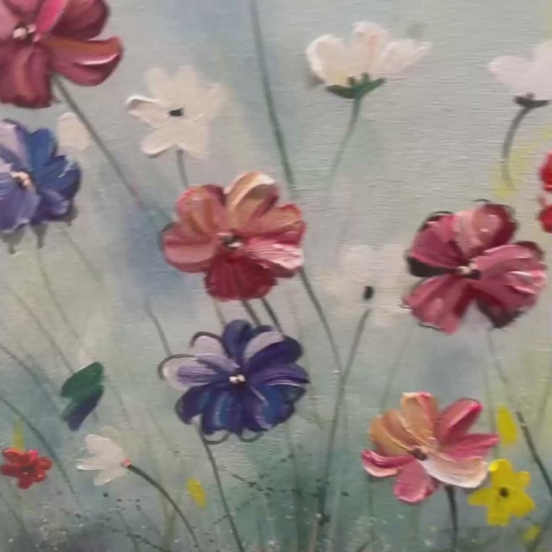 Colorful Floral Oil Painting - Vibrant Garden Art - Image 3