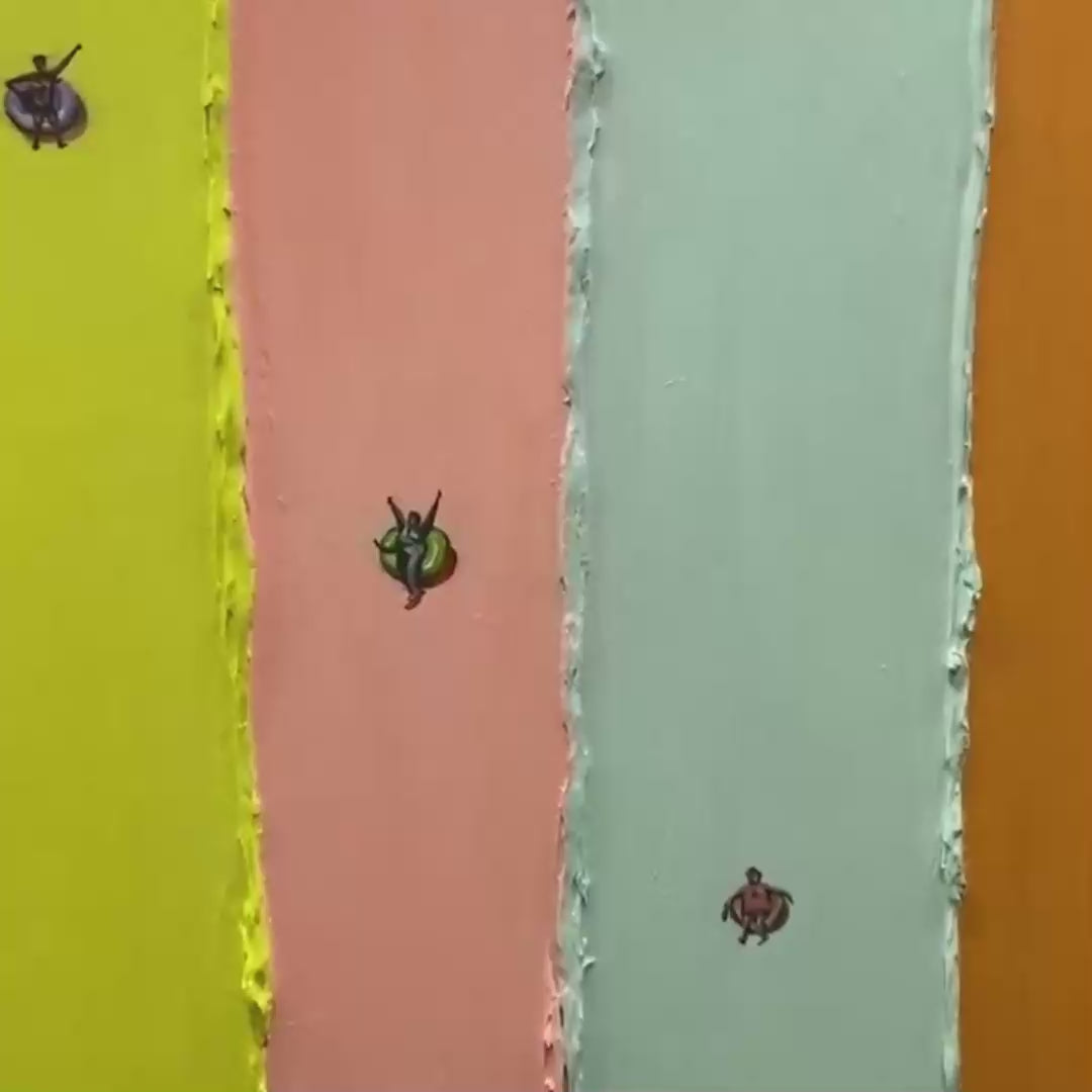 CANDY STRIPE SERENADE: Minimalist Pastel Textured Oil Painting - Image 3