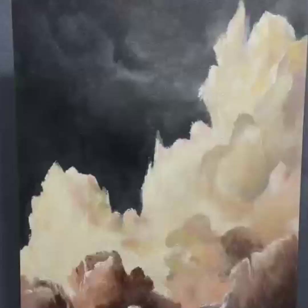STORMY SKIES: Textured Cloudscape Painting, Vertical Wall Art - Image 3
