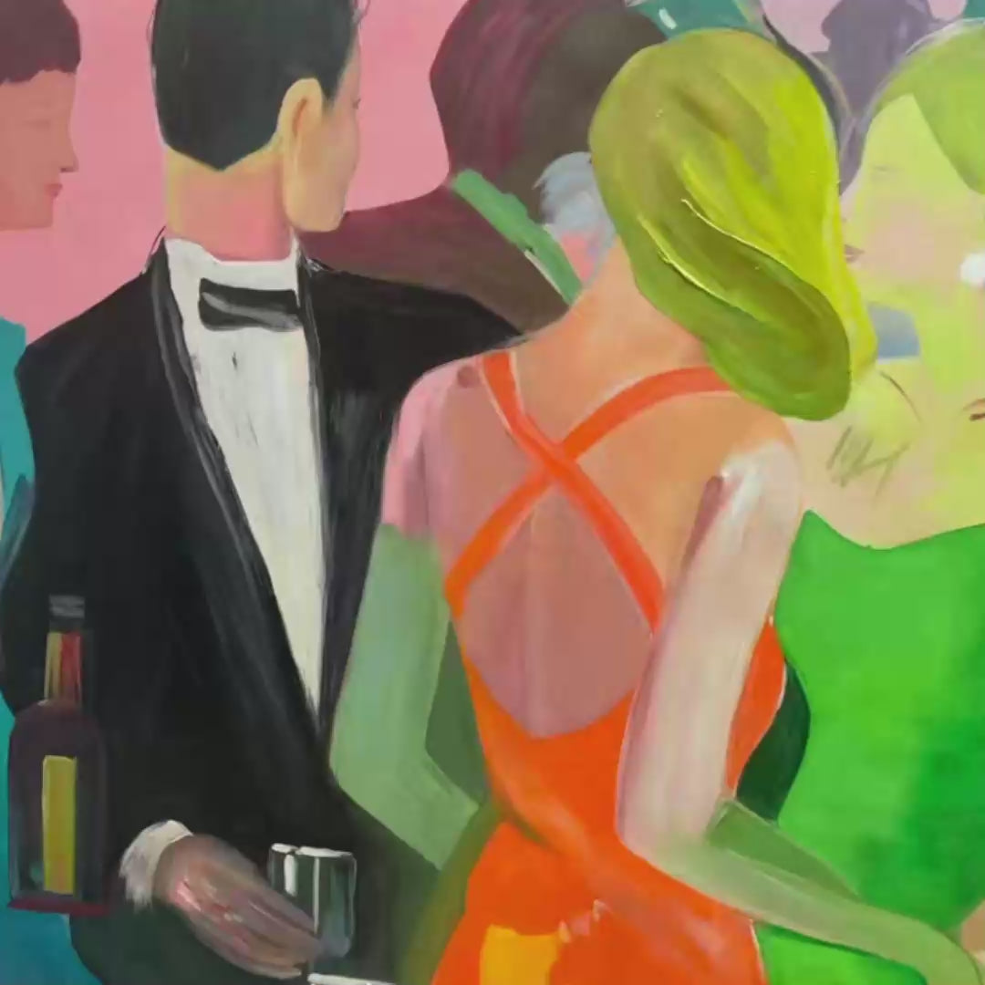 COCKTAIL HOUR: Figurative Oil Painting, Social Scene - Image 3