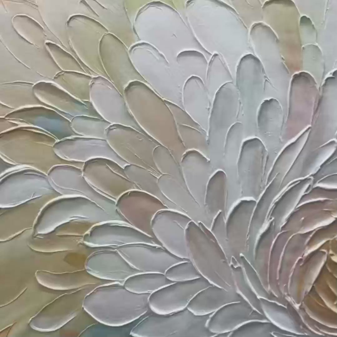 PETAL WHIRL: Textured Floral Painting in Neutral Tones - Image 3