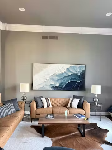 OCEAN WHISPERS: Textured Seascape Painting, Ocean Waves, Blue and White, Living Room, Bedroom photo review