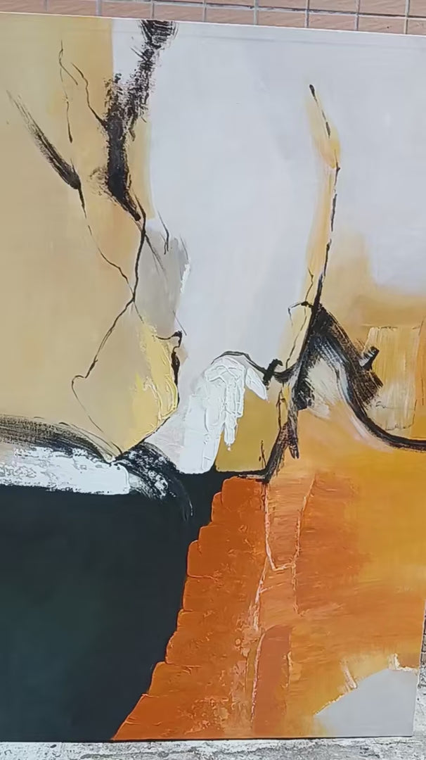 OCHRE FLOW: Abstract Oil Painting on Canvas - Image 4