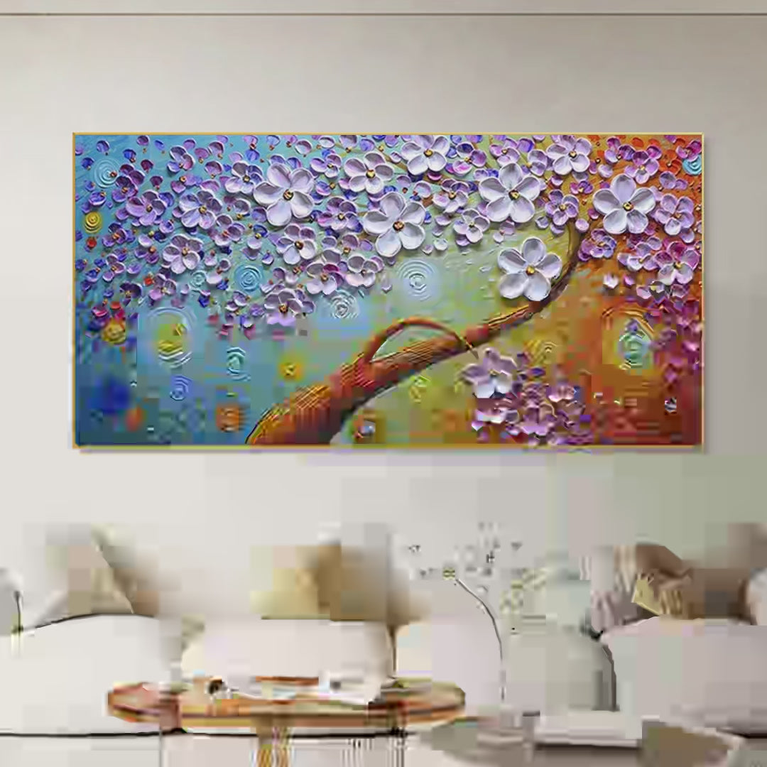 LILAC DREAM: Textured Floral Painting in Purple and Gold - Image 4