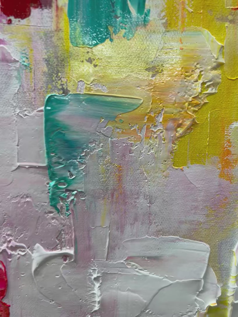 PIXEL RAINBOW: Colorful Abstract Impasto Oil Painting - Image 4