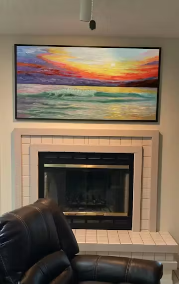 FIERY KISS: Coastal Sunset Oil Painting photo review