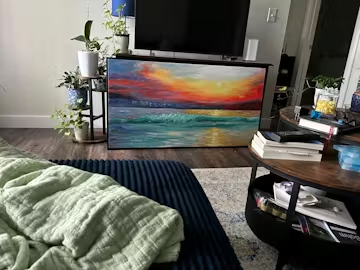 FIERY KISS: Coastal Sunset Oil Painting photo review