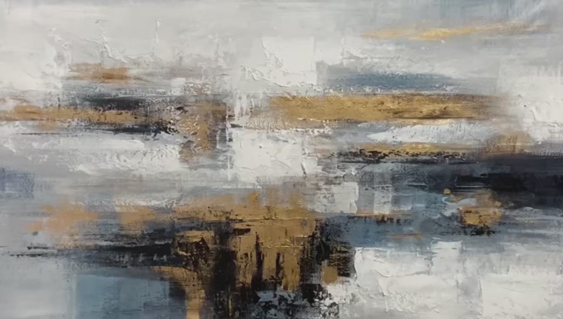 GOLDEN DRIFT: Abstract Blue and Gold Oil Painting - Image 4