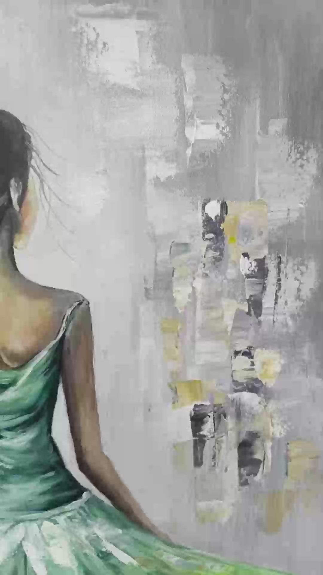 Ready to Ship | Emerald Grace: Elegant Green Dress Art - Image 3