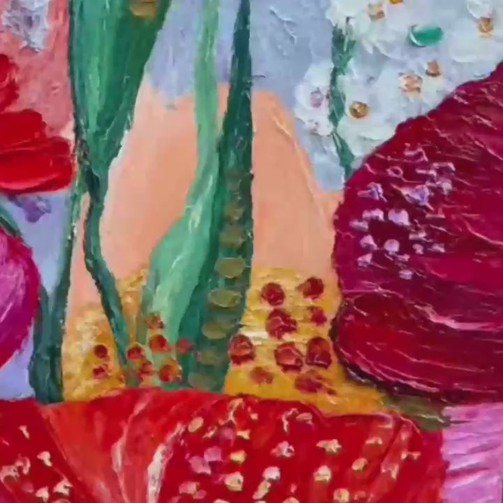 GARDEN MELODY: Textured Impasto Floral Oil Painting - Image 3