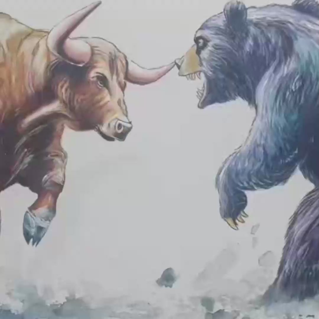 CLASH OF FORCES: Panoramic Wildlife Oil Painting - Image 3