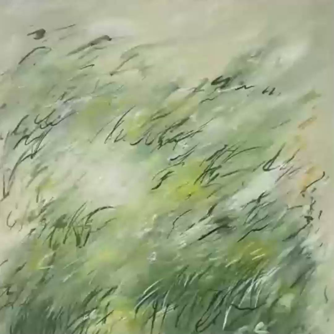 FIELD BREEZE: Minimalist Abstract Green Landscape Oil Painting - Image 3