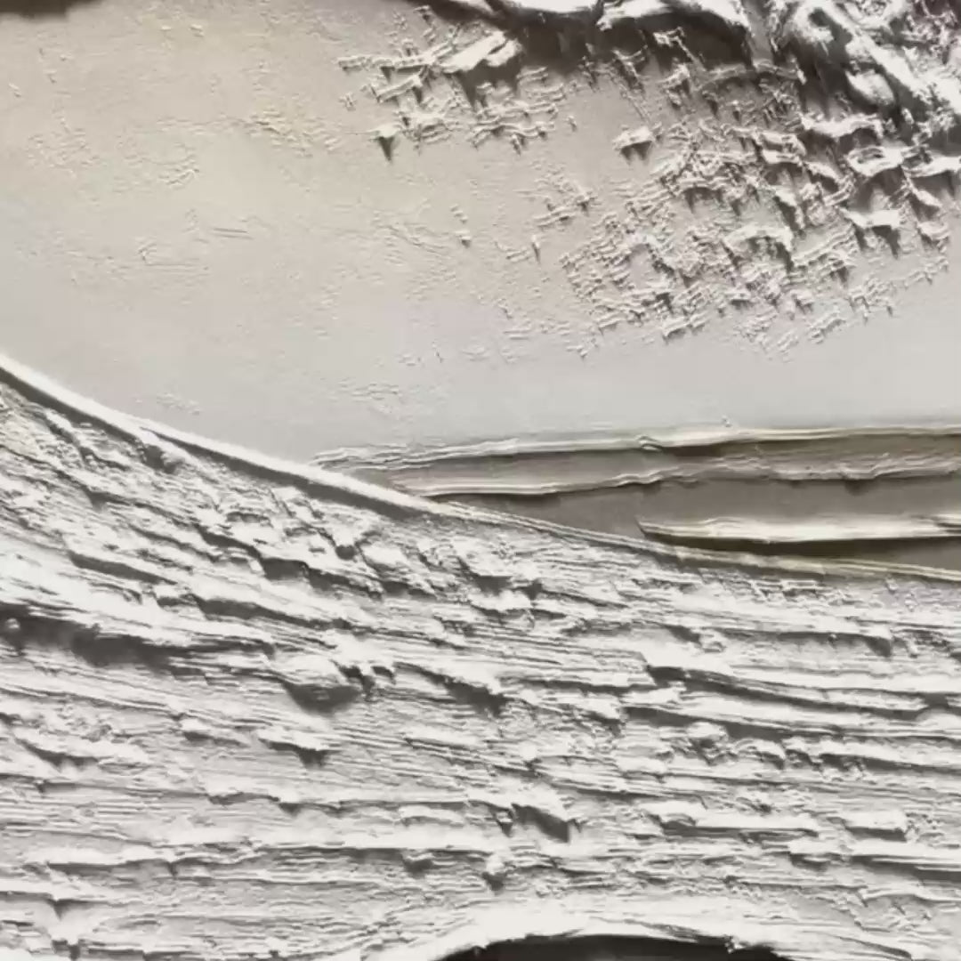 WHITE CREST: Textured Minimalist Ocean Wave Painting - Image 3