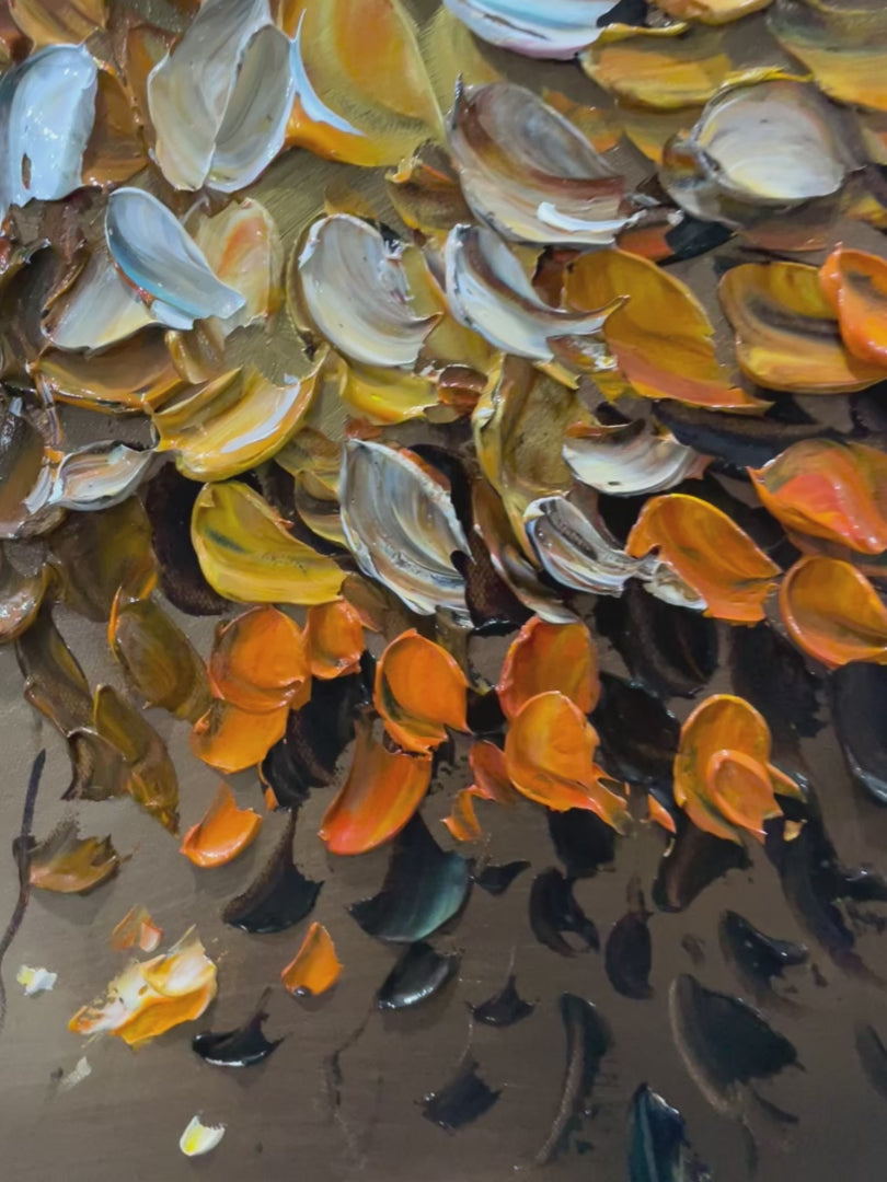 GOLDEN WHISPERS: Textured Golden Tree Impasto Oil Painting - Image 3