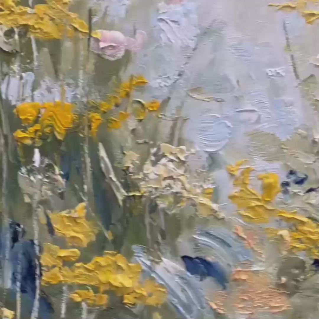 MEADOW'S WHISPER: Impressionist Wildflower Meadow Painting Diptych - Image 3