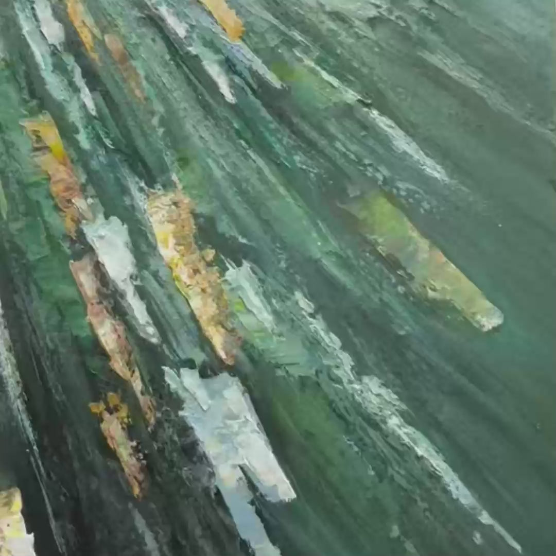 EMERALD GRACE: Elegant Woman in Green Dress, Vertical Canvas, Figurative Wall Art - Image 3