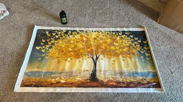 GOLDEN AUTUMN: Textured Impasto Tree Landscape Oil Painting photo review