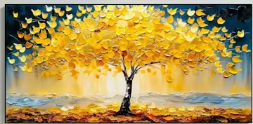 GOLDEN AUTUMN: Textured Impasto Tree Landscape Oil Painting photo review