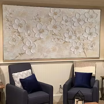GOLDEN BLOSSOMS: Textured Floral Oil Painting photo review