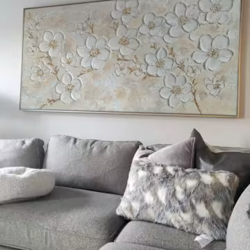 GOLDEN BLOSSOMS: Textured Floral Oil Painting photo review