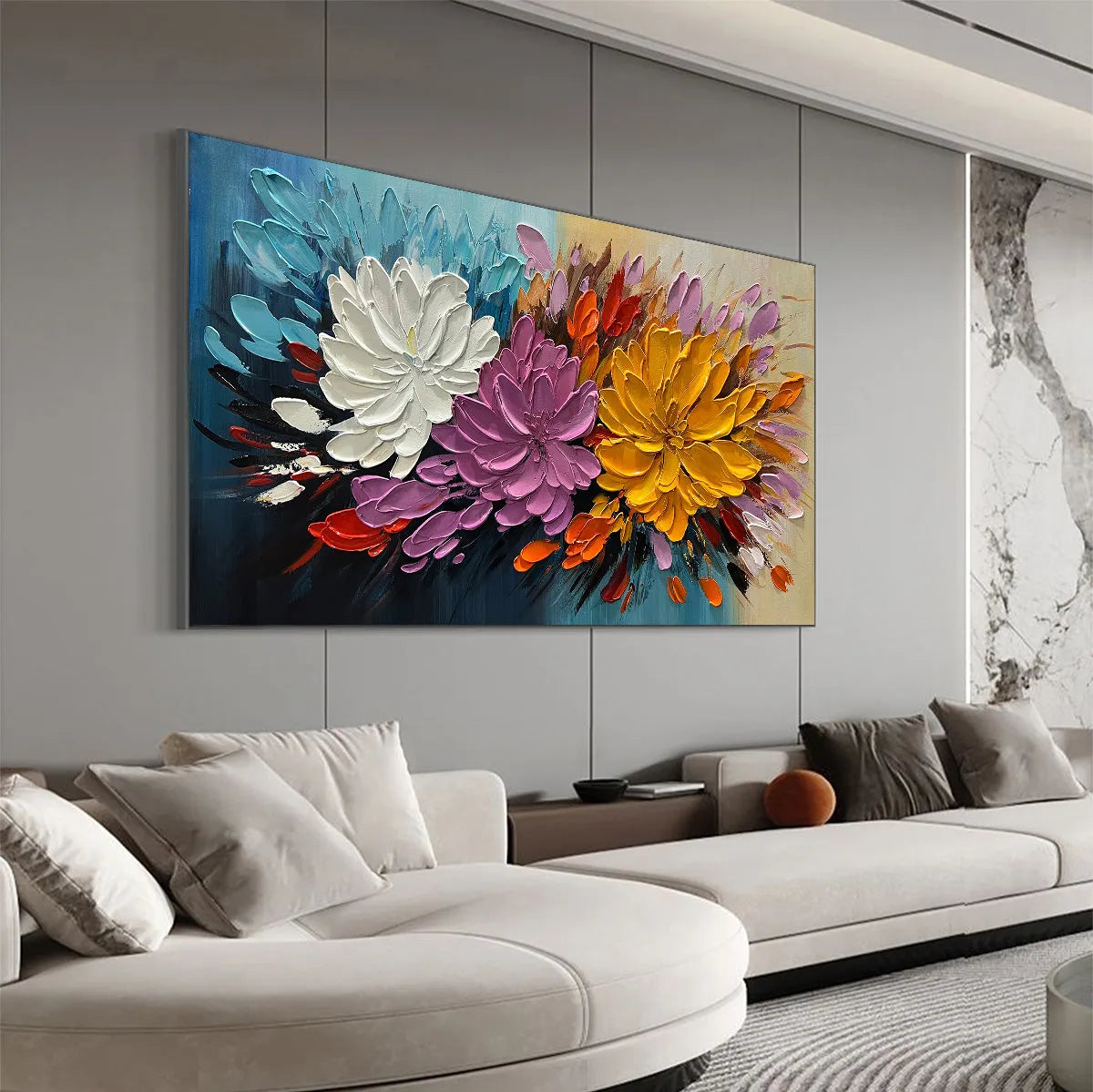AUTUMN BOUQUET: Textured Floral Painting, Impasto Flowers, Colorful, Living Room, Dining Room - Image 4