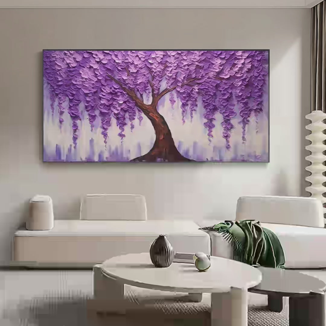 PURPLE WISTERIA: Textured Floral Painting in Purple - Image 4