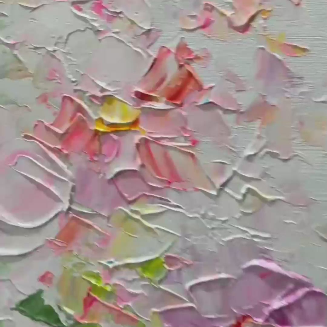 PETAL RAIN: Textured Impasto Floral Painting - Image 3