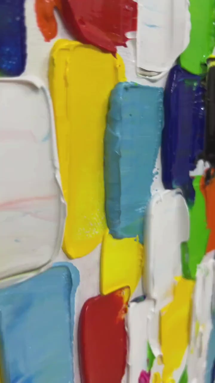 COLORFALL: Vibrant Abstract Oil Painting on Silver Leaf - Image 4
