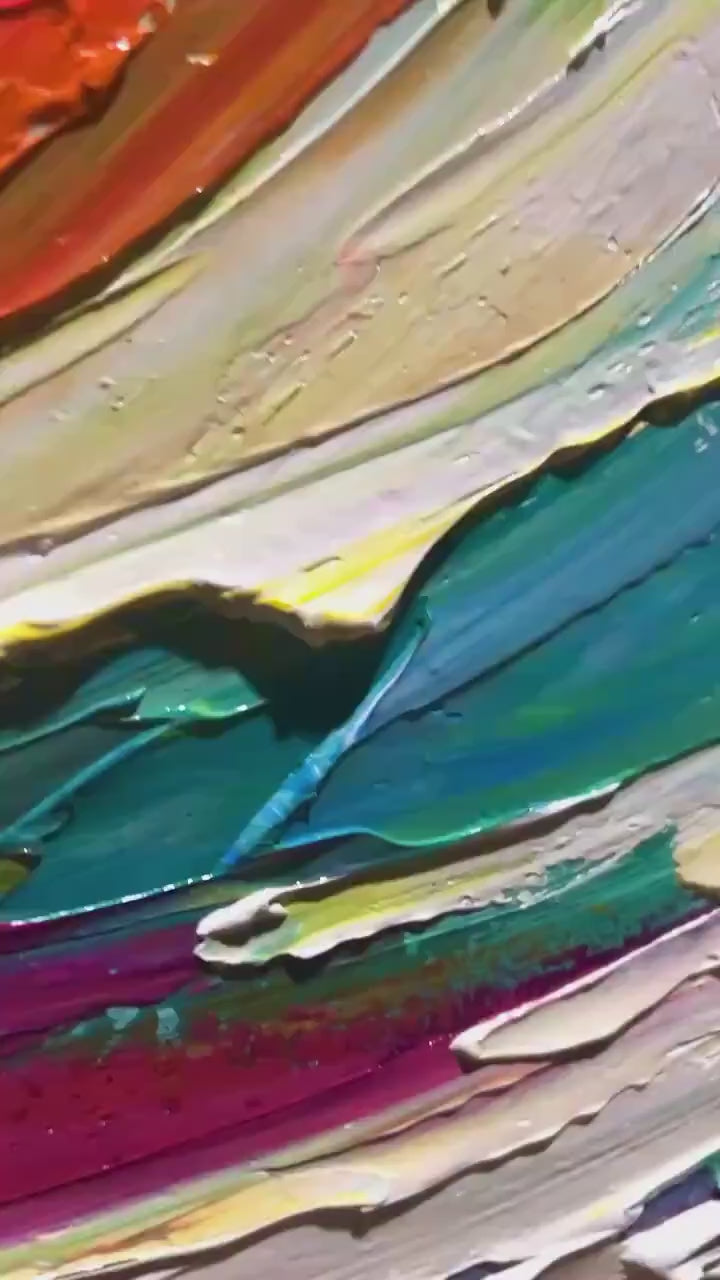 COLORFUL WHIRLWIND: Large Abstract Impasto Oil Painting on Canvas - Image 4