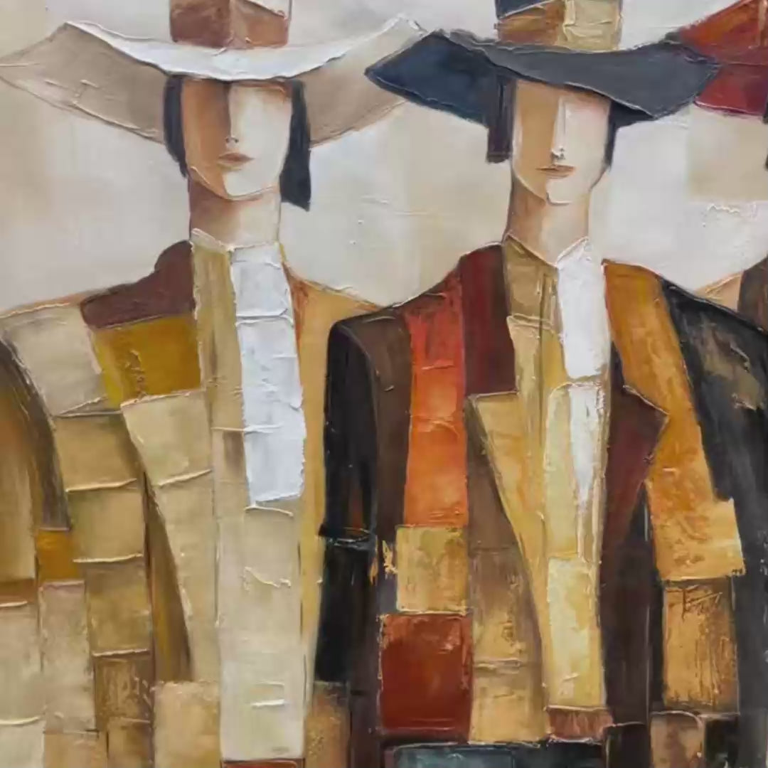 THE COMPANIONS: Textured Figurative Portrait Oil Painting with Palette Knife - Image 3