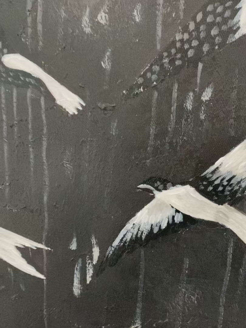 ASCENSION: Beaded Birds on Textured Canvas - Image 4