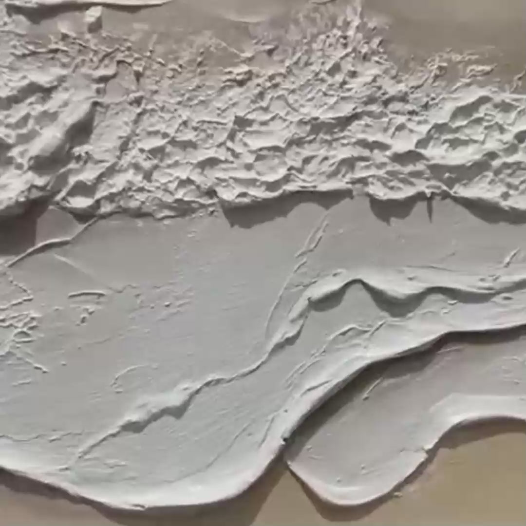 SERENITY TIDE: Textured Minimalist Beach Scene Painting - Image 3