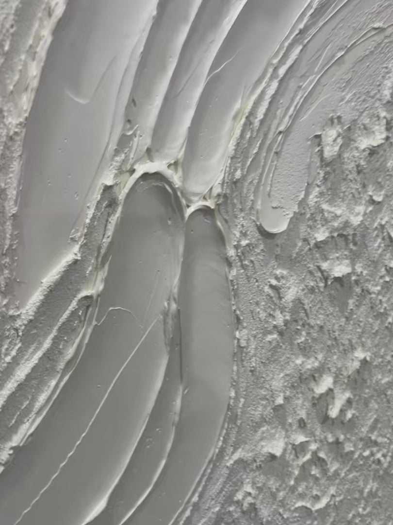 WHITE SANDS: Textured Abstract Painting in Off-White, Panoramic Canvas, Minimalist Wall Art - Image 4