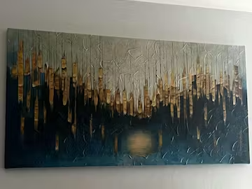 GOLDEN FOREST REFLECTION: Textured Landscape Oil Painting photo review