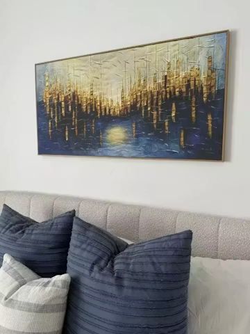 GOLDEN FOREST REFLECTION: Textured Landscape Oil Painting photo review