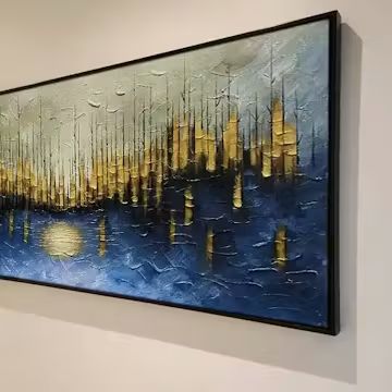GOLDEN FOREST REFLECTION: Textured Landscape Oil Painting photo review