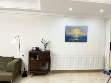 GOLDEN HORIZON: Panoramic Coastal Sunset Oil Painting photo review