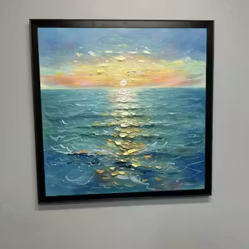 GOLDEN HOUR: Textured Sunset Seascape Oil Painting photo review