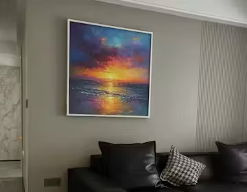 GOLDEN HOUR: Vibrant Sunset Seascape Oil Painting photo review