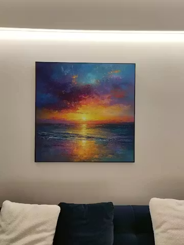 GOLDEN HOUR: Vibrant Sunset Seascape Oil Painting photo review