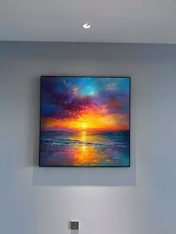 GOLDEN HOUR: Vibrant Sunset Seascape Oil Painting photo review