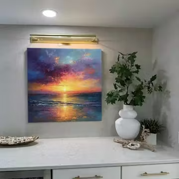 GOLDEN HOUR: Vibrant Sunset Seascape Oil Painting photo review