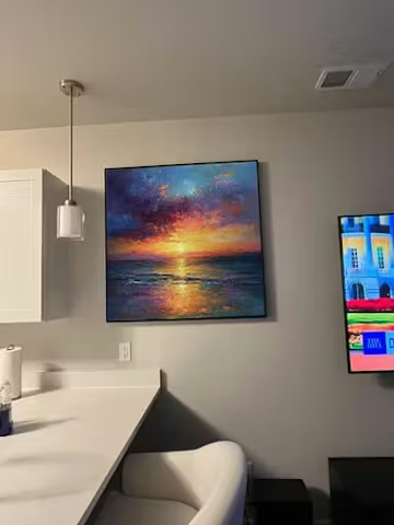 GOLDEN HOUR: Vibrant Sunset Seascape Oil Painting photo review