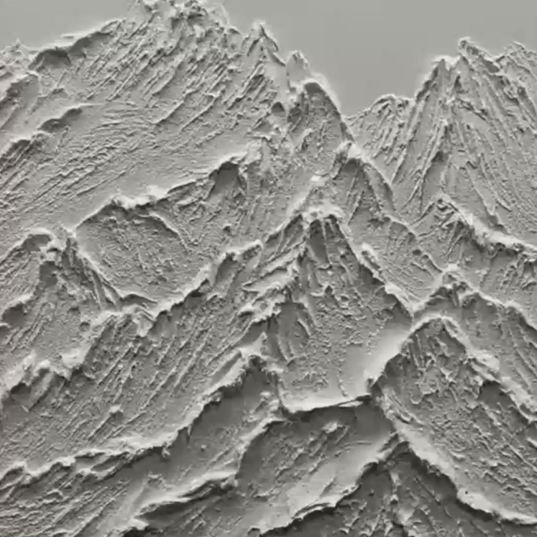 WHITE MOUNTAIN: Textured Mountain Painting - Image 4