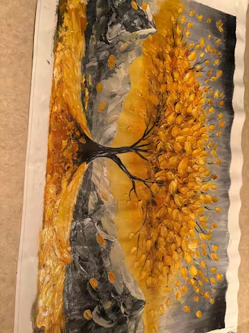 GOLDEN RESILIENCE: Textured Landscape Oil Painting photo review