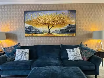 GOLDEN RESILIENCE: Textured Landscape Oil Painting photo review