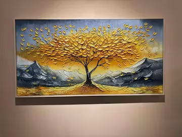 GOLDEN RESILIENCE: Textured Landscape Oil Painting photo review